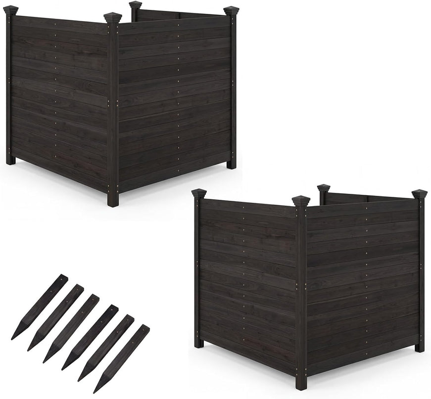 Giantex Wooden Privacy Fence with Stakes (47" W x 45.5" H)