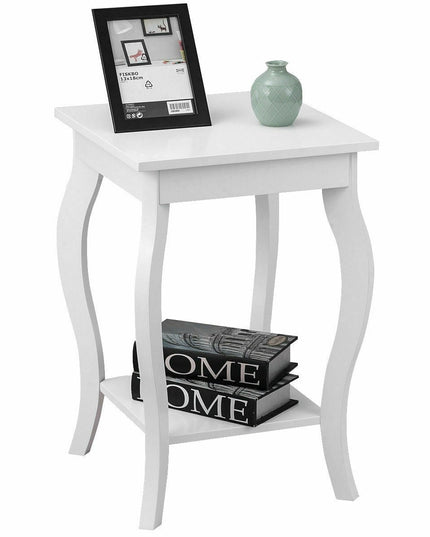 16" End Table W/Storage & Shelf Curved Legs Home Furniture for Living Room
