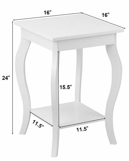 16" End Table W/Storage & Shelf Curved Legs Home Furniture for Living Room