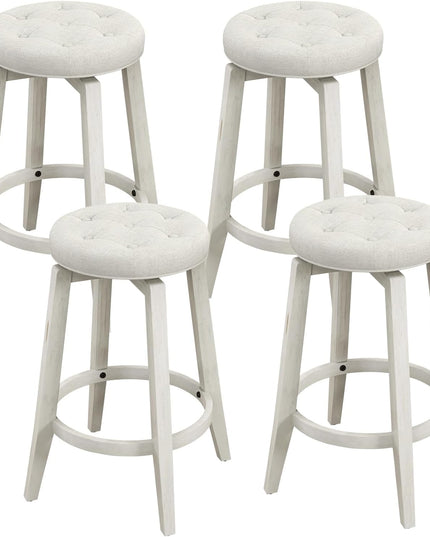 Giantex Swivel Bar Stools Set of 2, 30" Bar Height Stools w/Tufted Seat & Rubber Wood Frame