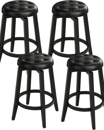 Giantex Swivel Bar Stools Set of 2, 30" Bar Height Stools w/Tufted Seat & Rubber Wood Frame