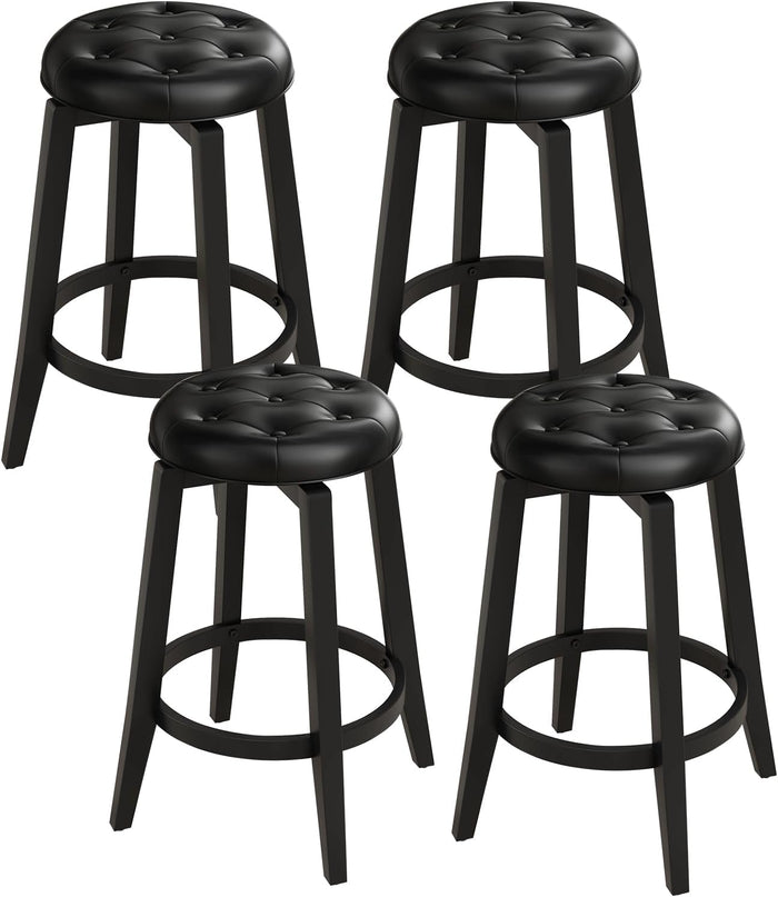 Giantex Swivel Bar Stools Set of 2, 30" Bar Height Stools w/Tufted Seat & Rubber Wood Frame
