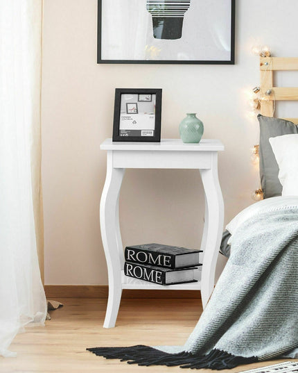 16" End Table W/Storage & Shelf Curved Legs Home Furniture for Living Room