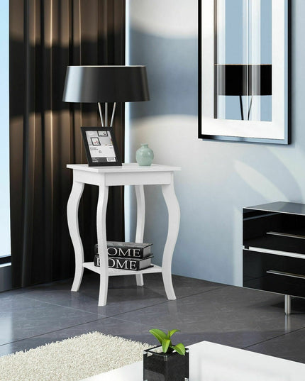 16" End Table W/Storage & Shelf Curved Legs Home Furniture for Living Room