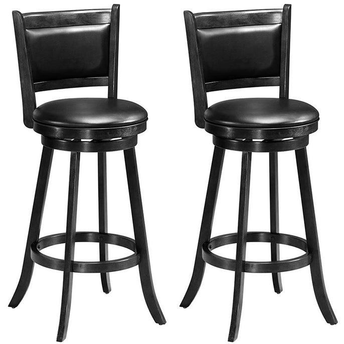 Giantex Accent Wooden Swivel Back Counter Height Bar Stool, Fabric Upholstered Design