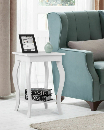 16" End Table W/Storage & Shelf Curved Legs Home Furniture for Living Room