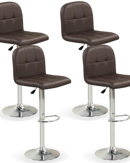Giantex Modern Faux Leather Upholstered Swivel Bar Stools Set of 2/4 with Back & Footrest