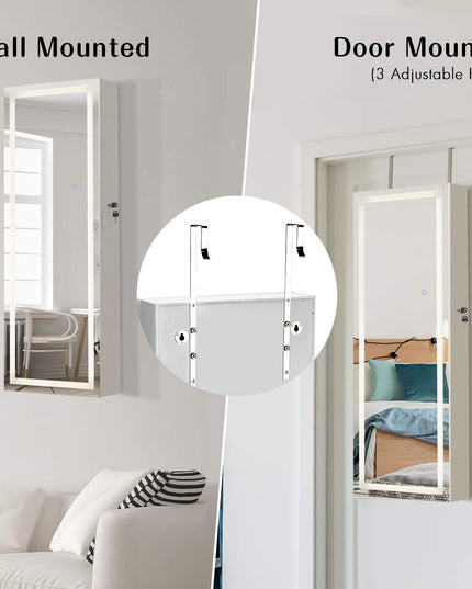 CHARMAID Jewelry Cabinet with LED Touch Screen Mirror