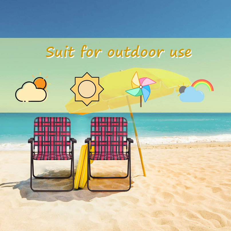 Giantex Folding Lawn Chairs Set of 6 Outdoor Portable Beach Chair W/Stable Steel Frame