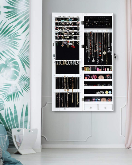 Giantex 15 LEDs Mirror Jewelry Armoire