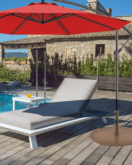 Giantex Patio Umbrella Base, 59 LBS Heavy-Duty Round Umbrella Stand, 29.5 Inch/Brown/Round - Giantexus