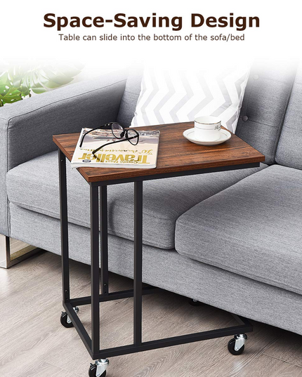 Giantex End Table Accent Sofa Side Table Wooden Rectangle Telephone Table with Rolling Casters