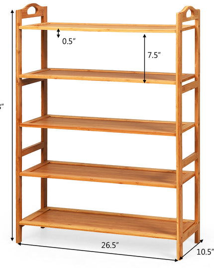 Bamboo Shoe Rack 5 Tier, Freestanding Shoe Rack - Giantexus