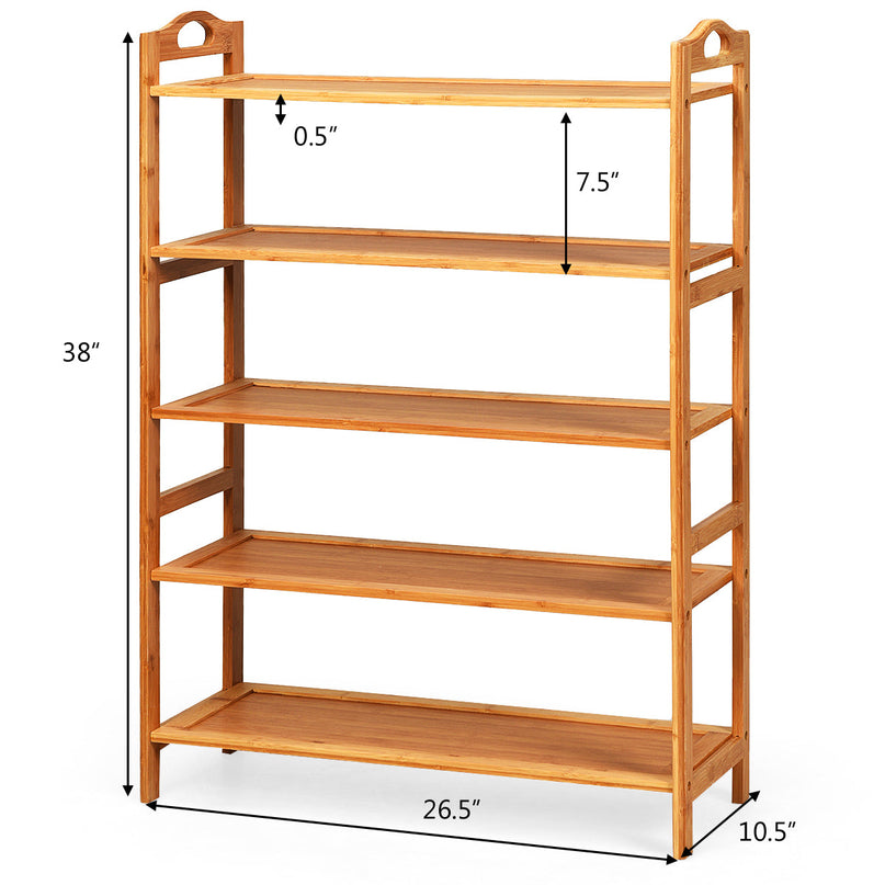 Bamboo Shoe Rack 5 Tier, Freestanding Shoe Rack - Giantexus