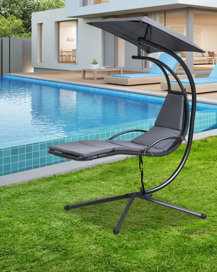 Giantex Hanging Arc Chaise Hammock for Patio Poolside Backyard Garden Porch