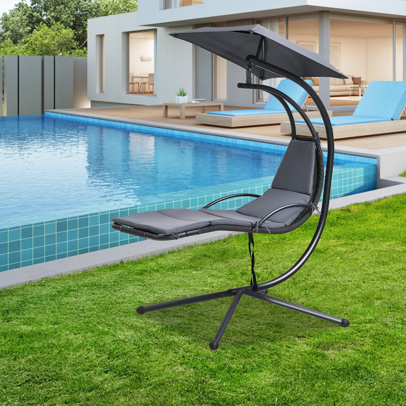 Giantex Hanging Arc Chaise Hammock for Patio Poolside Backyard Garden Porch