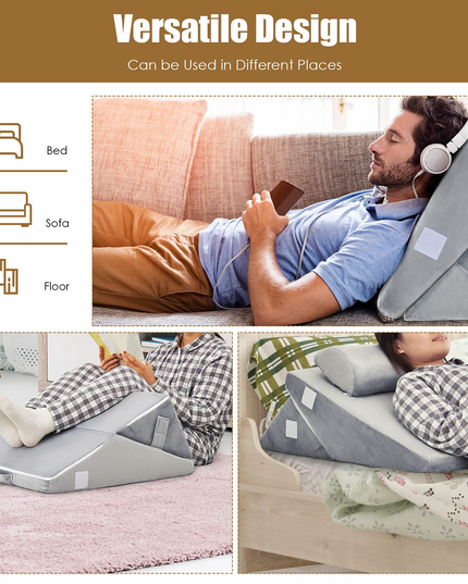 Giantex Wedge Pillow, Memory Foam Incline Pillows with Head Support