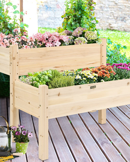 Set of 2 Raised Garden Bed, 34" x 33.5" x 28.5" (L x W x H)