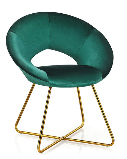 Modern Velvet Accent Chair, Comfy Cute Upholstered Vanity Desk Chair - Giantexus