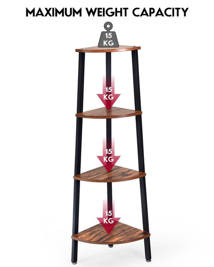 4-Tier Corner Shelf Industrial Multipurpose Bookcase - Giantexus