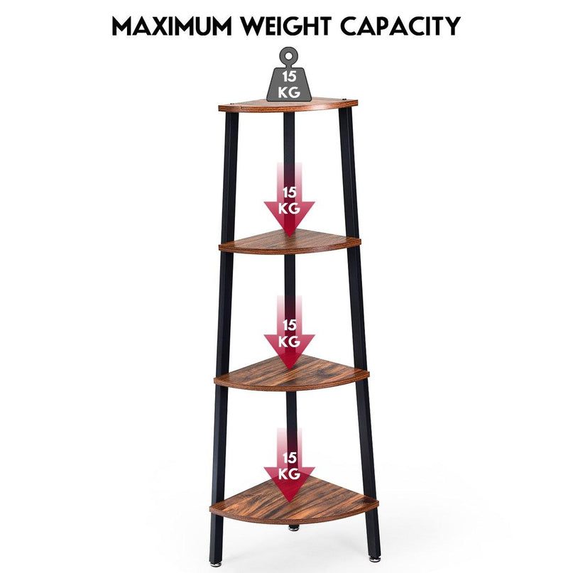 4-Tier Corner Shelf Industrial Multipurpose Bookcase - Giantexus