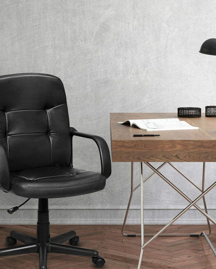 Executive Chair Mid Back Office W/Arms and Swivel Wheels