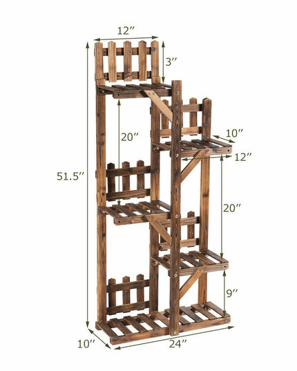 Giantex Wood Plant Stand Rack 5 Tier 6 Potted