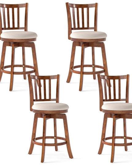 Giantex 25" Counter Height Stools with Rubber Wood Legs & Footrest & Upholstered Seat