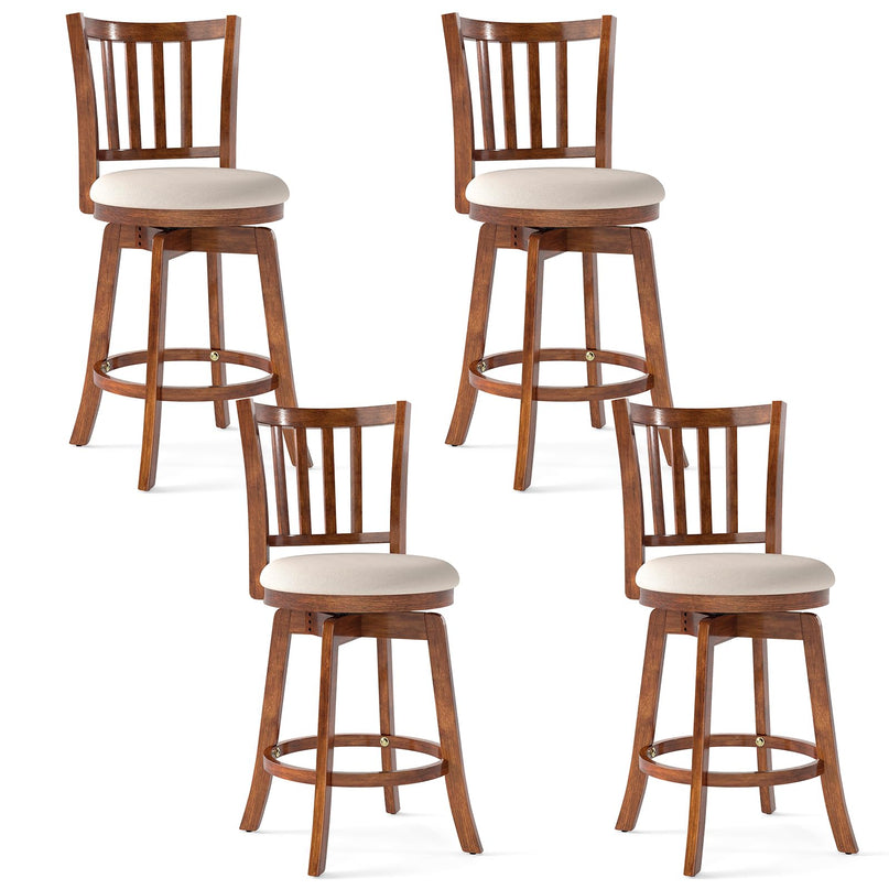 Tabourets de bar Giantex 63,5 cm avec pieds en bois d'hévéa, repose-pieds et assise rembourrée