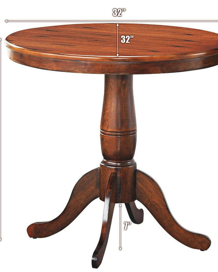 Table 30" Wooden Round Pub Pedestal Side Table (30 Inch) - Giantexus
