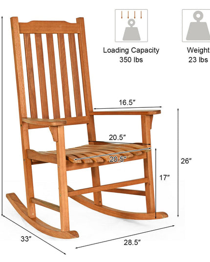 Porch Rocking Chair, Solid Wood Rocker