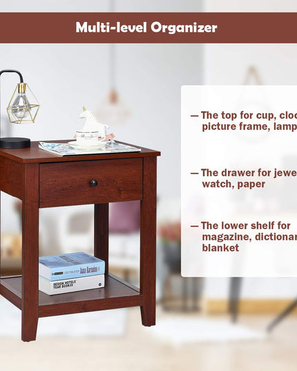 Table d'appoint contemporaine Giantex Espresso (1)