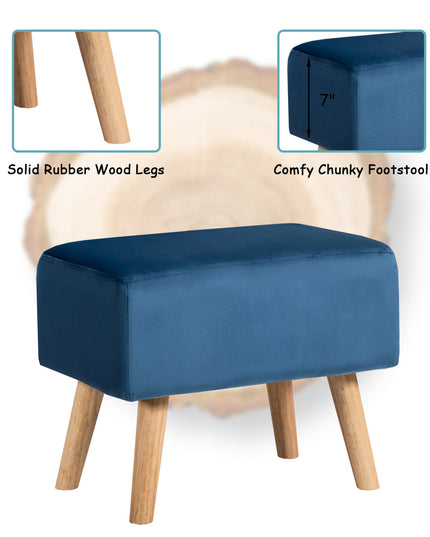Velvet Accent Chair with Ottoman for Living Reading Room Bedroom - Giantexus