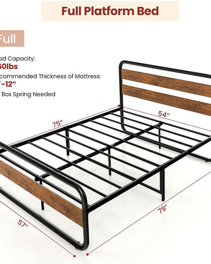 Full Size Metal Bed Frame, Platform Bed - Giantex