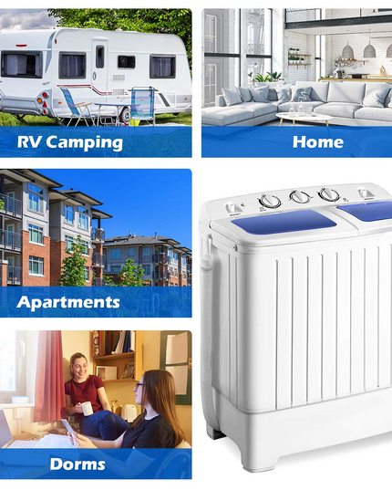 20 lbs Washer Spain Spinner Portable Washing Machine, Blue+ White