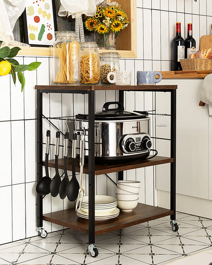 Giantex Kitchen Baker's Rack 3-Tier Microwave Cart on Wheels