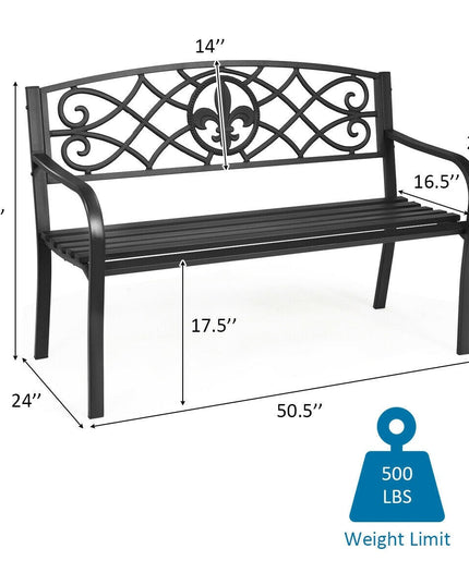 Giantex 50inch Patio Garden Bench,Outdoor Loveseat with Pattern Backrest