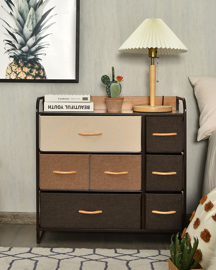 Giantex 7 Drawer Dresser Storage Tower with Fold-able Fabric Drawers