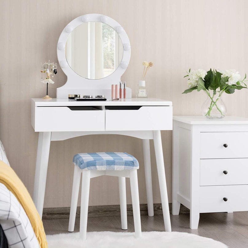 Vanity Table Set with 8 Light Bulbs and Touch Switch