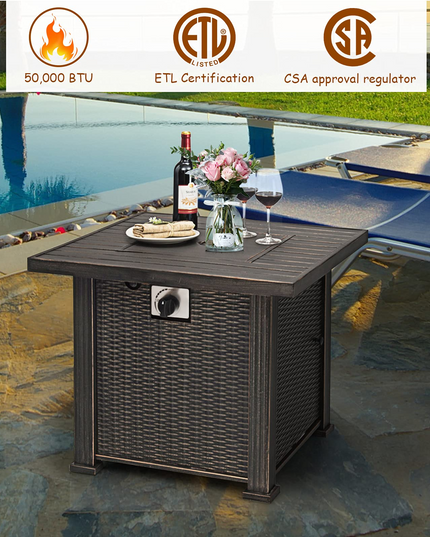 Giantex Gas Fire Pit Table, 30 Inch 50,000 BTU Auto-Ignition Propane Fire Pit (Brown)