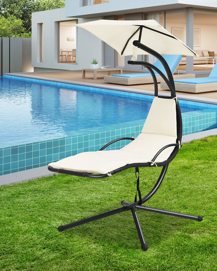 Giantex Hanging Arc Chaise Hammock for Patio Poolside Backyard Garden Porch