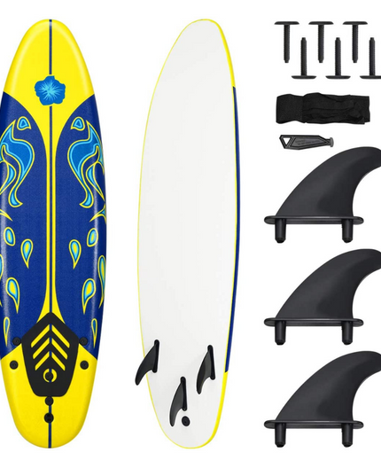 Giantex Surfboard, 6 Ft Stand Up Surfing Board w/ 3 Detachable Fins - Giantexus