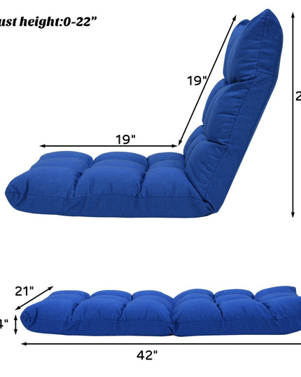 Adjustable Floor Gaming Sofa Chair 14-Position Cushioned Folding - Giantexus