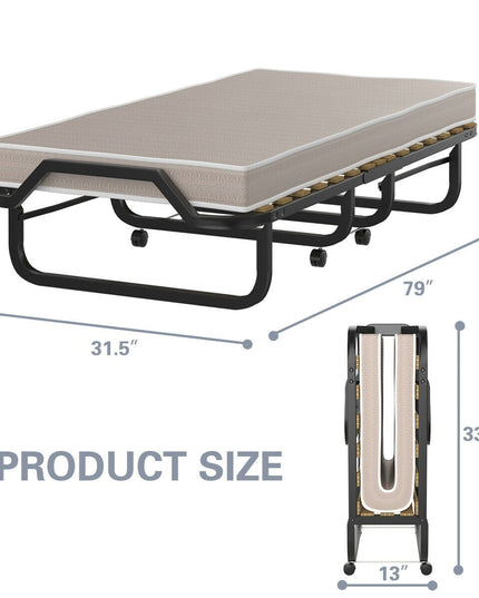 Rollaway Folding Bed with 4 Inch Mattress