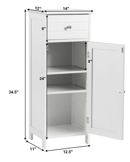 Bathroom Floor Storage Cabinet with Adjustable Shelf & Large Drawer