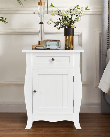 Giantex End Table Accent Storage Floor Cabinet, Wooden Nightstand with Drawer