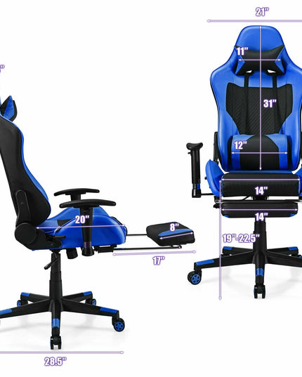 Massage Gaming Chair, Adjustable High Back with Health Massager Lumbar Support