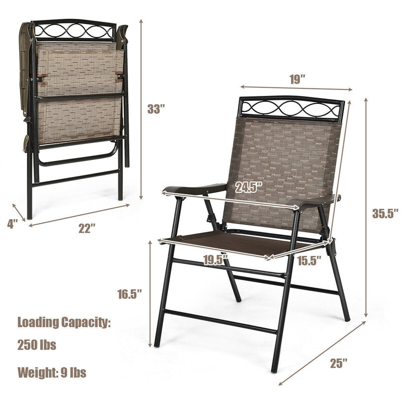 Set of 2 or 4 Patio Chairs, Outdoor Folding Lawn Chairs for Beach