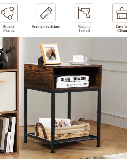 Giantex End Table Industrial W/Open Compartment