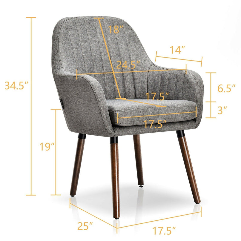 Set of 2 or 4 Fabric Dining Chairs, Accent Upholstered Arm Chair w/Wood Legs - Giantexus